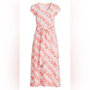 Land’s End Light Weight Cotton Modal Convertible Tie Waist Midi Dress NEW